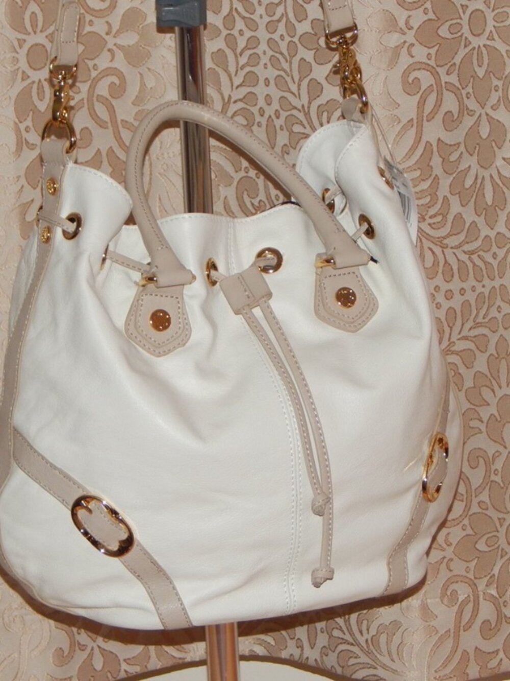 NWT EMMA FOX JUNO Leather Satchel Shoulder Handbag White NEW